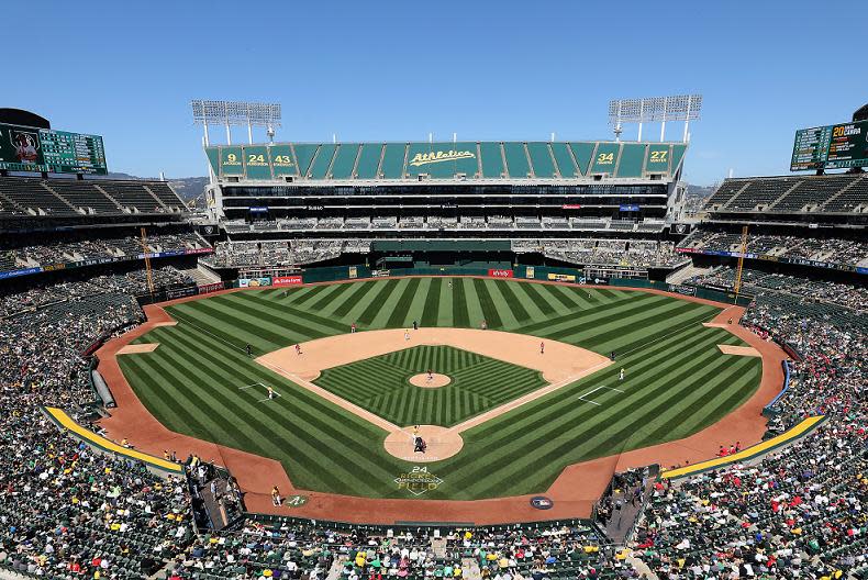 The Oakland Athletics ‘Star Wars’ themed fireworks show sparked a one-alarm fire near Oakland Coliseum. (AP)