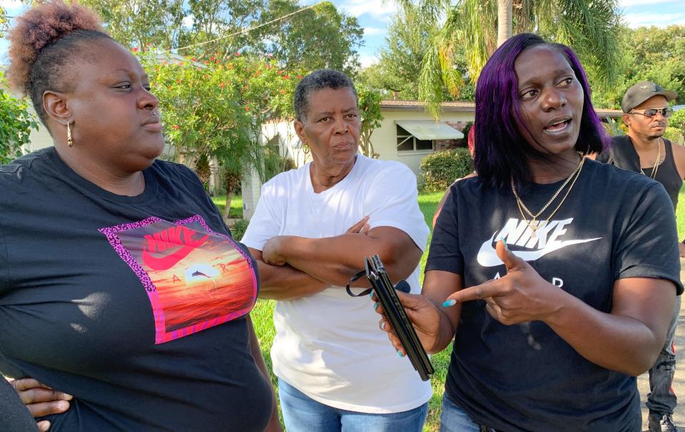 Left to right is Quasheda Pierce, mother of Sincere Pierce, Cynthia Byrd-Green, Sincere's adopted mother, and Tasha Strachan, mother of A.J. Crooms. Sincere Pierce and A. J. Crooms were killed Friday in a deputy-involved shooting.