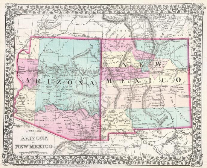 1877, Mitchell Map of Arizona and New Mexico. (Photo by: Sepia Times/Universal Images Group via Getty Images)