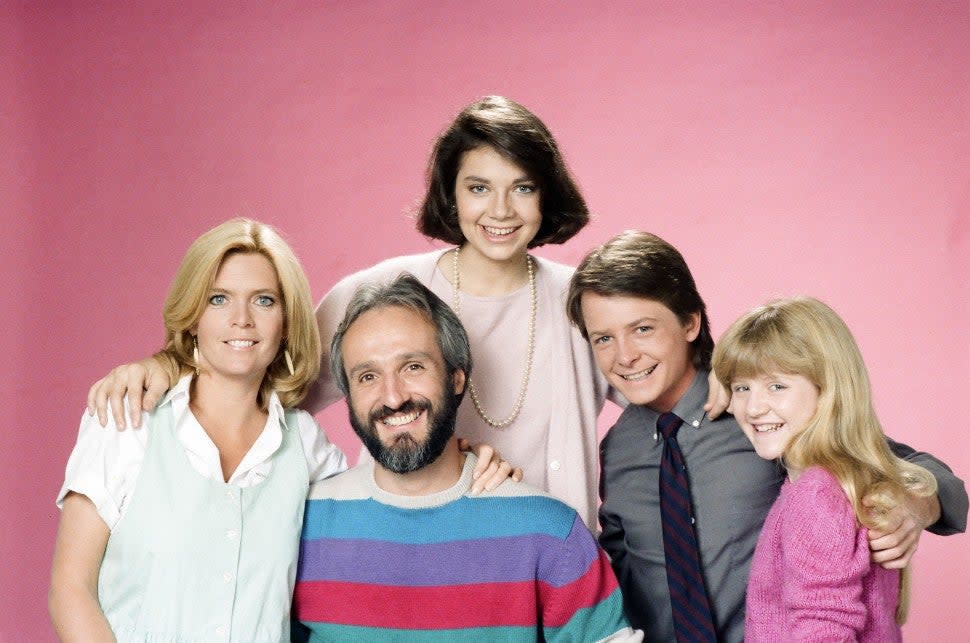 Meredith Baxter as Elyse Keaton, Michael Gross as Steven Keaton, Justine Bateman as Mallory Keaton, Michael J. Fox as Alex P. Keaton, Tina Yothers as Jennifer Keaton