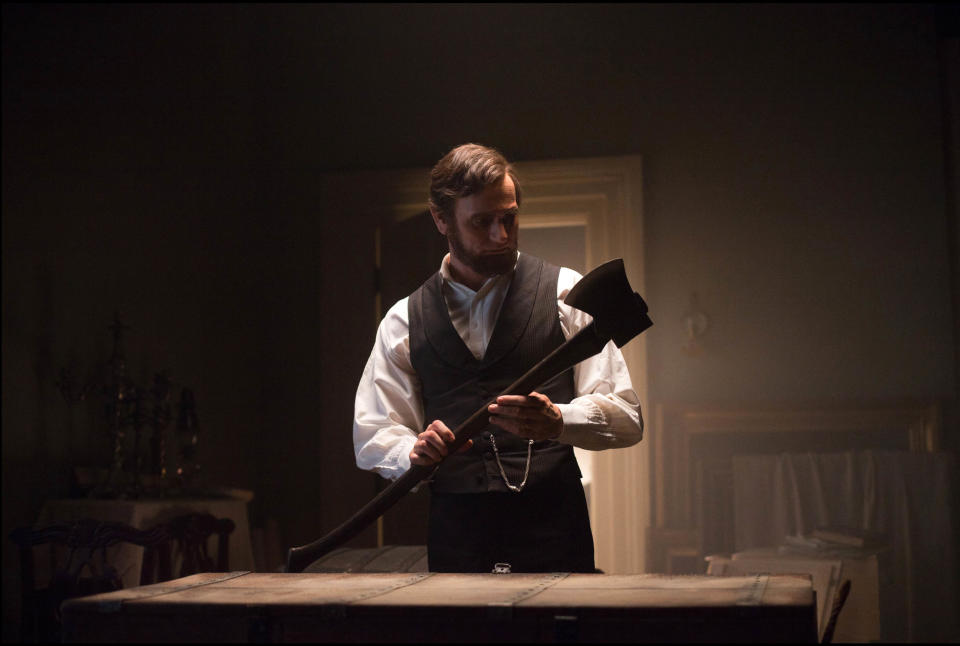 This film image released by 20th Century Fox shows Benjamin Walker portraying Abraham Lincoln in a scene from "Abraham Lincoln: Vampire Hunter." (AP Photo/20th Century Fox, Alan Markfield)