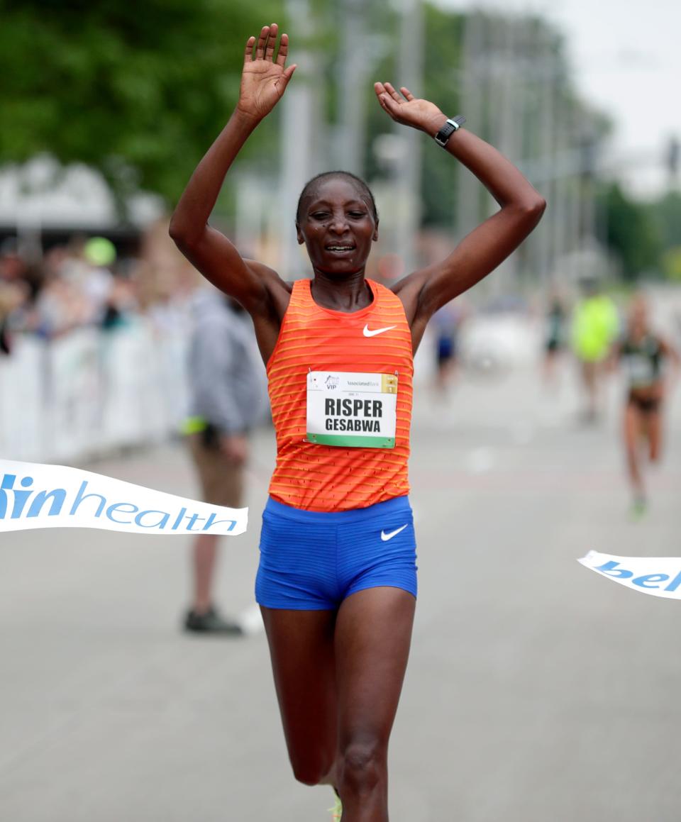 Risper Gesabwa of Mexico was the first woman to cross the finish line of the 2022 Bellin Run on Saturday.