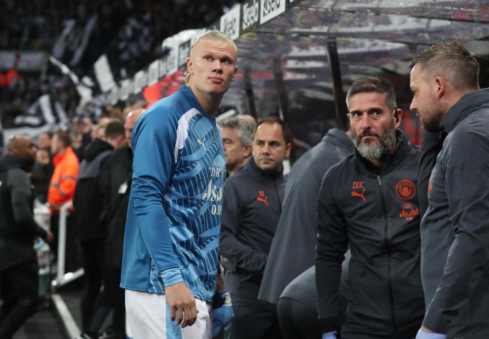 Erling Haaland remained on the bench as Man City were knocked out of the Champions League  (REUTERS)