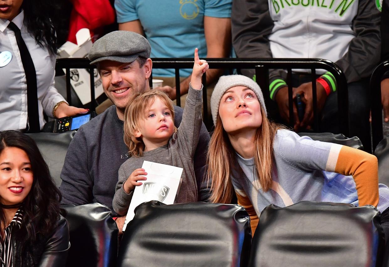 Olivia Wilde and Jason Sudeikis took their son Otis to a Nets game and this family is just too cute