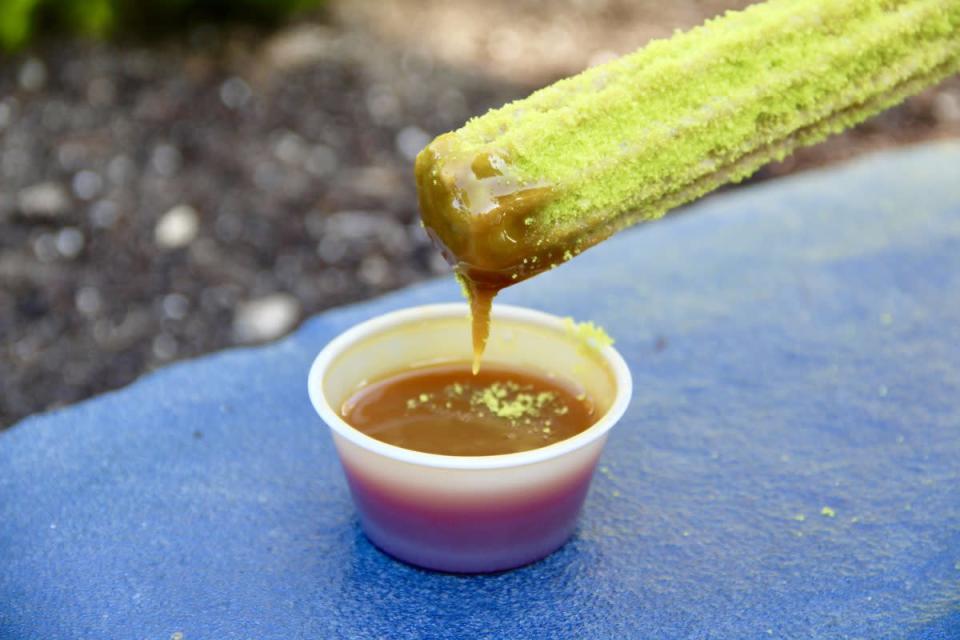 Sour apple churro and caramel dipping sauce. Photo credit: Gavin Moore