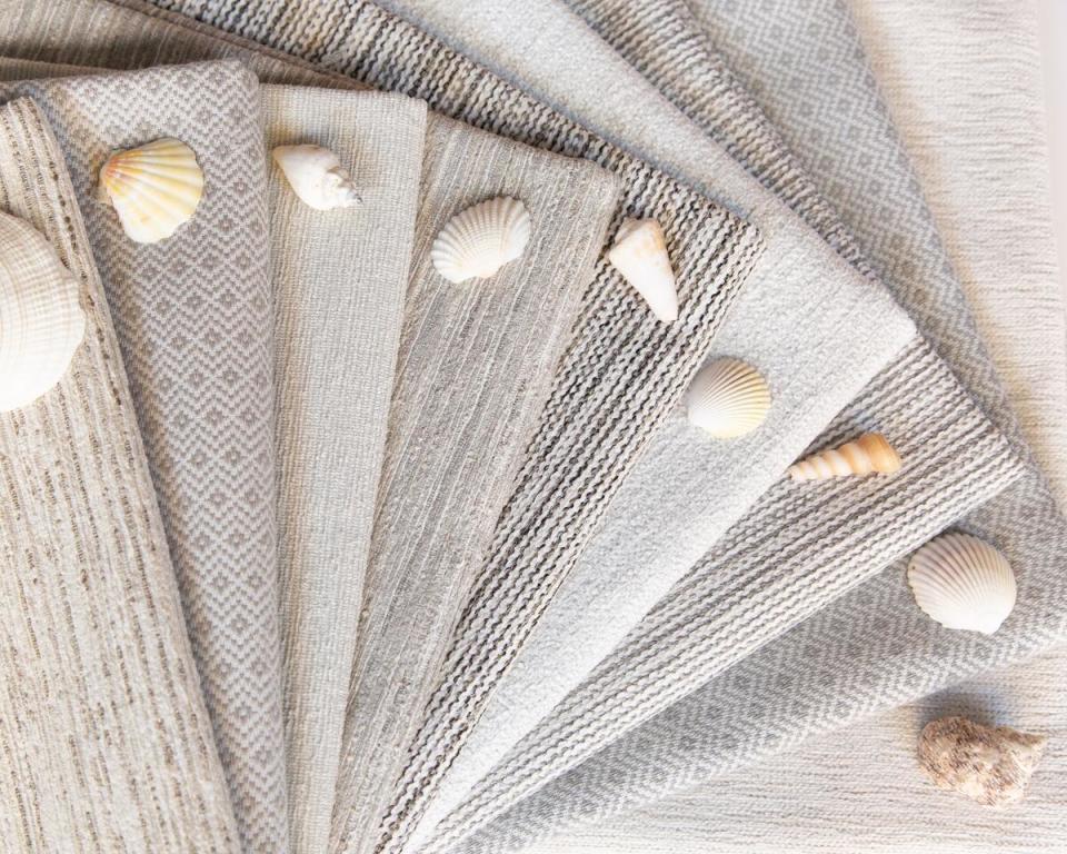 The nuanced tonal patterns of the collection perfectly capture the aesthetics of sea and sand