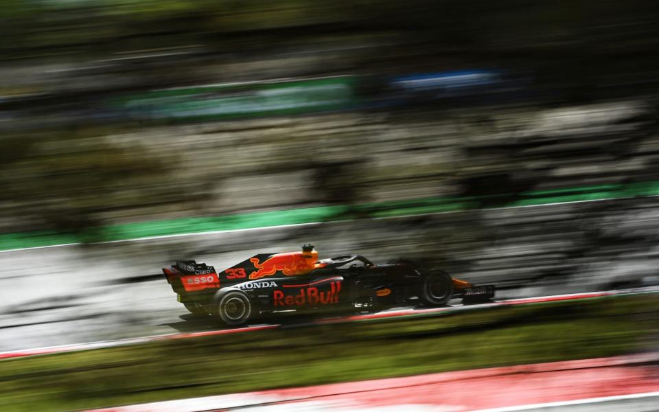 Max Verstappen of the Netherlands driving the (33) Red Bull Racing RB16B Honda during practice for the F1 Grand Prix of Spain at Circuit de Barcelona-Catalunya on May 07, 2021 in Barcelona, Spain - Clive Mason - Formula 1/Formula 1 via Getty Images