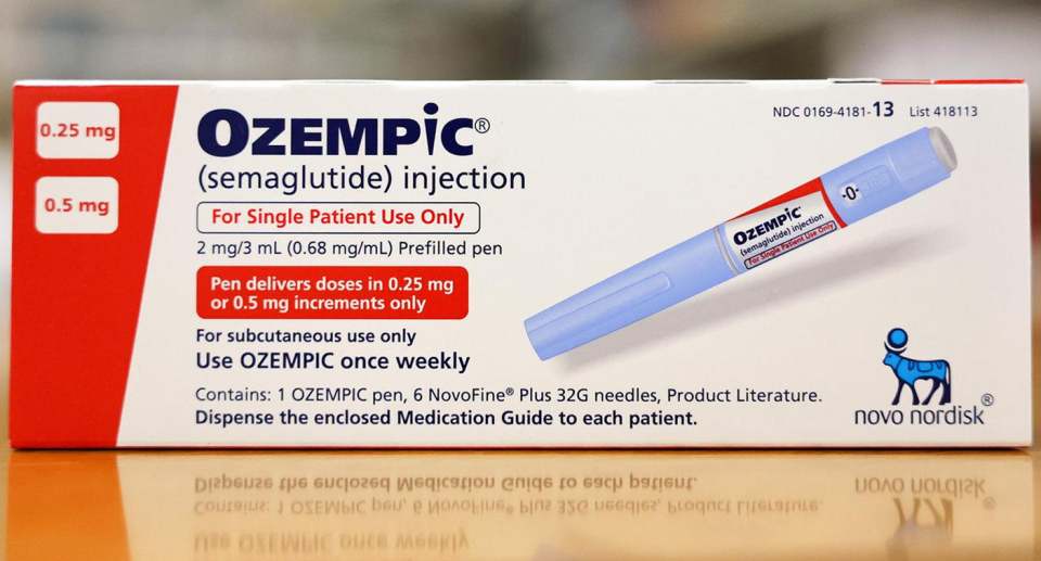 An Ozempic packet. Ozempic was developed to treat type 2 diabetes, but is also commonly used to combat obesity. 