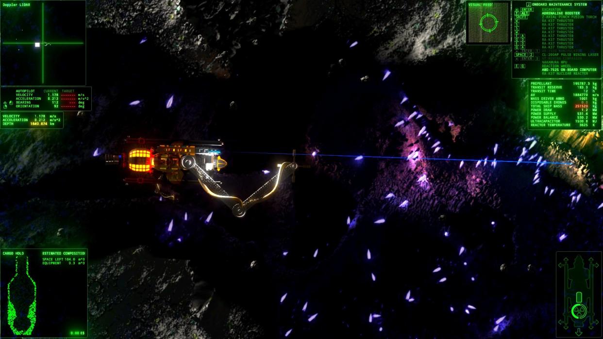  Spaceship mining asteroids in Delta V: Rings of Saturn 