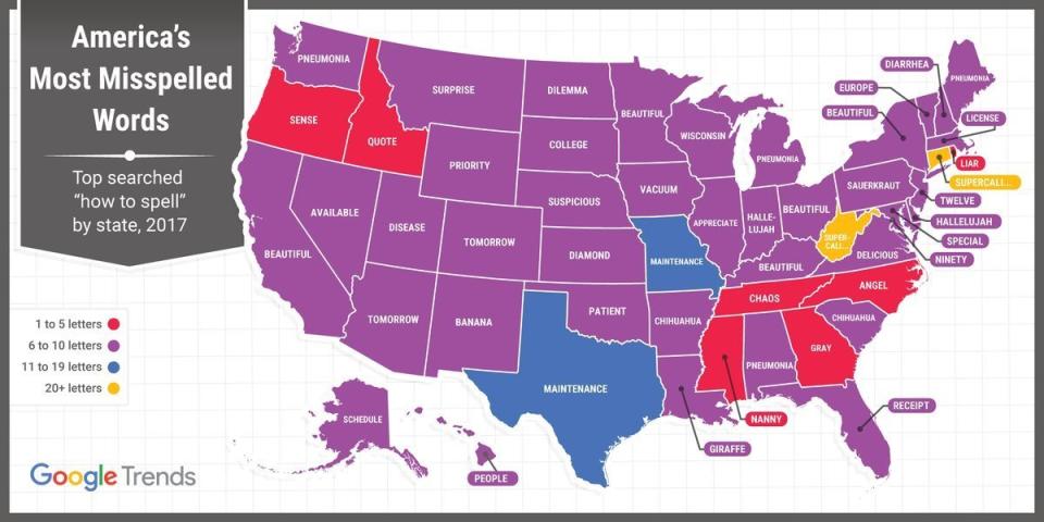 Which word does your state most commonly ask Google to spell? (Photo: Google)