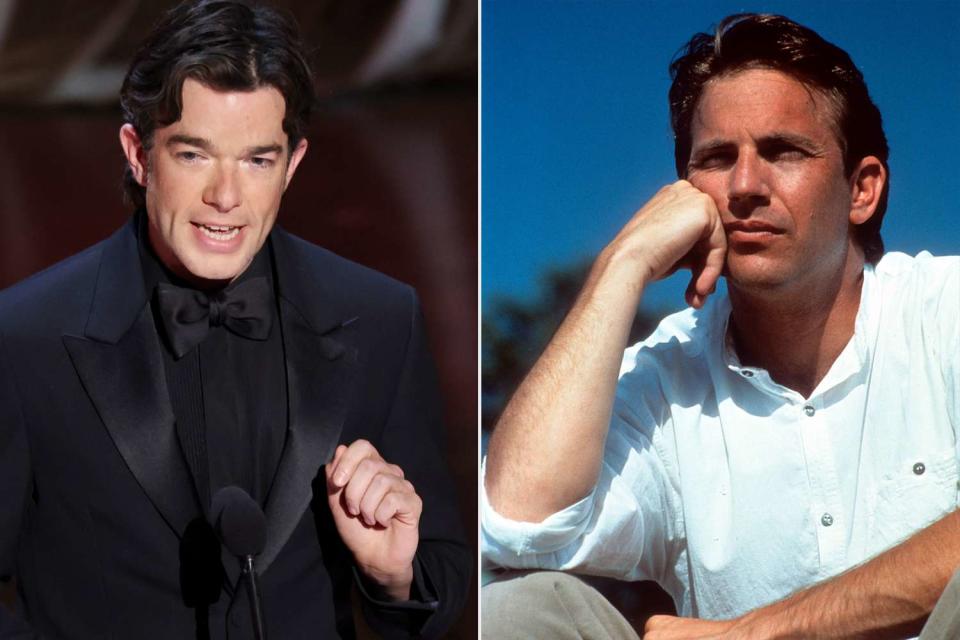 <p>Rich Polk/Variety via Getty ; Universal/Getty </p> John Mulaney on March 10, 2024 and Kevin Costner in 1989