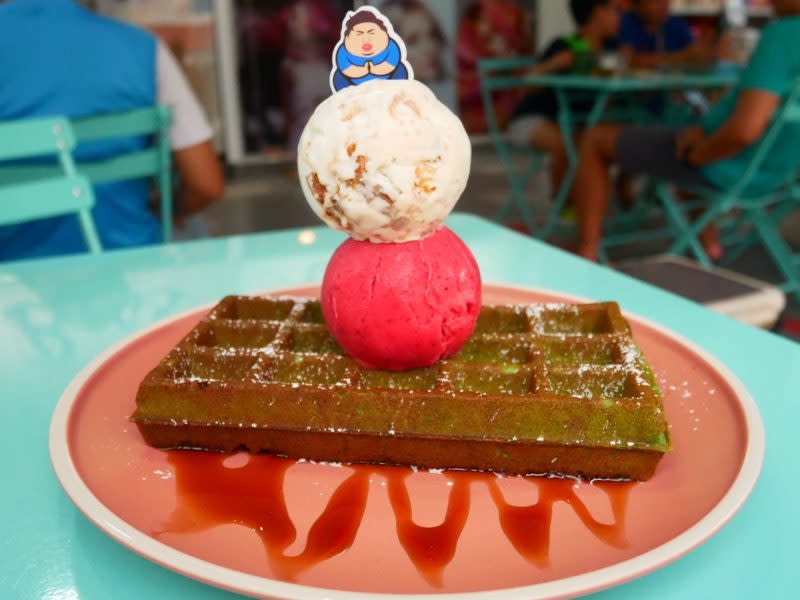 Fat Boss Waffles and Ice Cream - pandan waffles