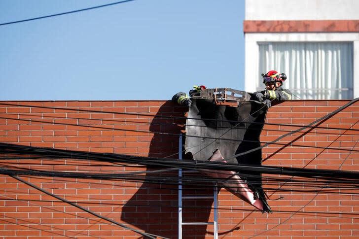 Site of a car explosion in Ecuador