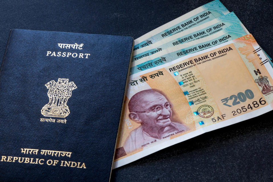 Indian passport and money