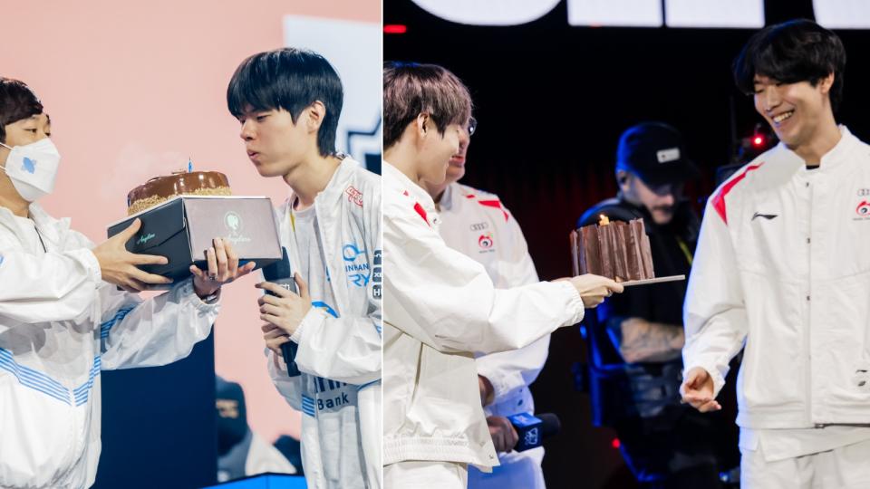 Uncanny similarities: Deft in 2022 and The Shy in 2023 came from underdog teams and celebrated their birthday after winning a matchup in the Knockout stage, and had to face T1 in the Grand Finals. (Photo: Riot Games)