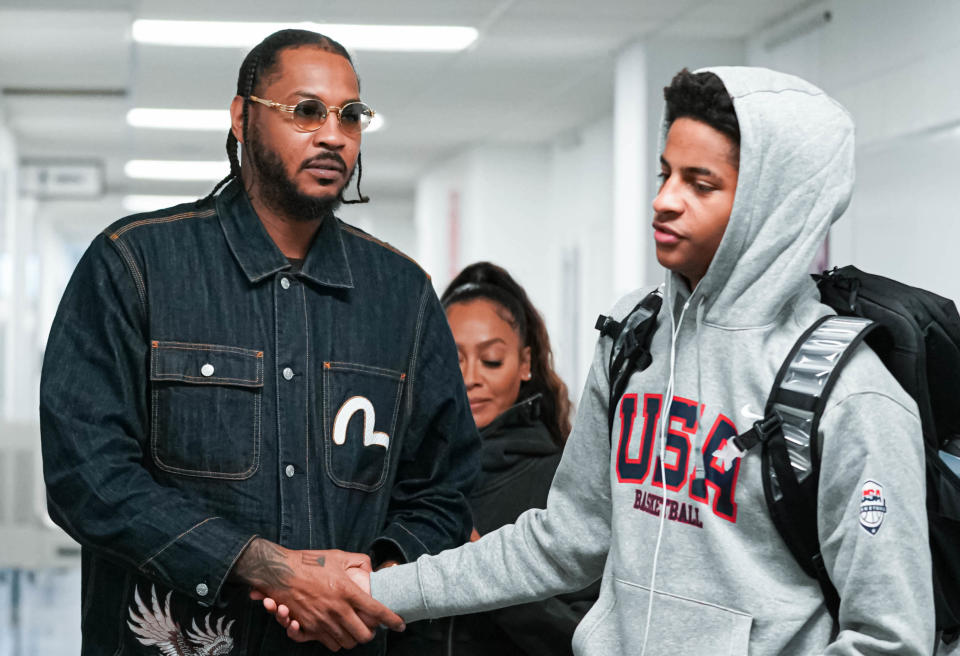 Carmelo Anthony and Kiyan Anthony during USA Basketball minicamp in Colorado Springs, Colorado. (Photo courtesy USA Basketball/Jonathan Castro)