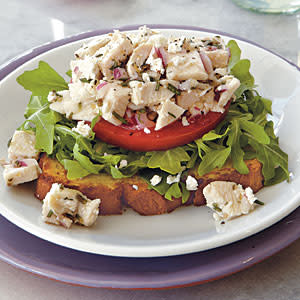 Chicken-Arugula Salad Open-Faced Sandwiches