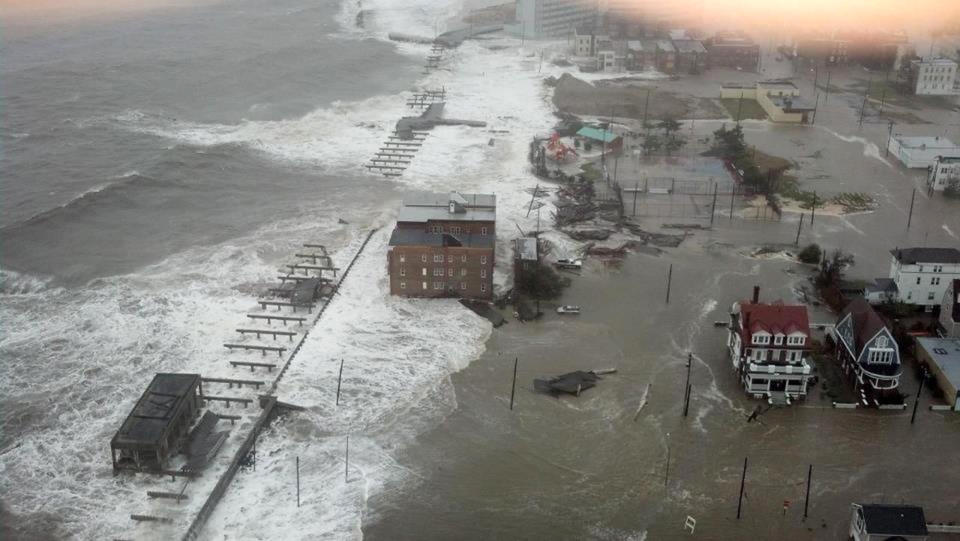 This photo provided by 6abc Action News shows the Inlet section of Atlantic City, N.J., as Hurricane Sandy makes it approach, Monday Oct. 29, 2012. Sandy made landfall at 8 p.m. near Atlantic City, which was already mostly under water and saw a piece of its world-famous Boardwalk washed away earlier in the day. (AP Photo/6abc Action News, Dann Cuellar)