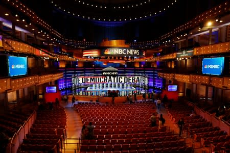 The stage of the first 2020 U.S. presidential election Democratic candidates debate is seen in Miami