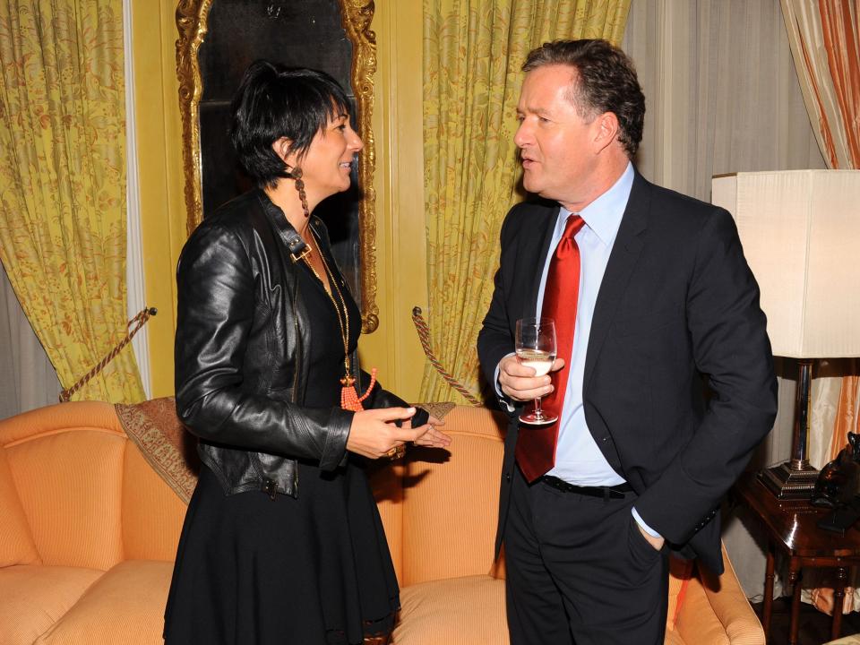 Ghislaine Maxwell and Piers Morgan attend BREAKFAST WITH LUCIAN by Geordie Greig at Private Residence on October 21, 2013 in New York City.