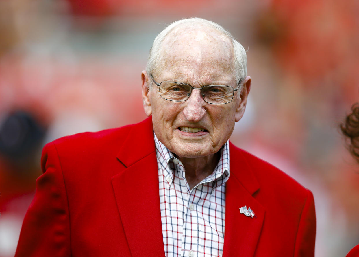 ATHENS, GA - SEPTEMBER 07: Former Georgia Bulldogs head coach Vince Dooley attends the ceremony of the Dooley Field dedication prior to the Murray State Racers v Georgia Bulldogs game on September 7, 2019 at Sanford Stadium in Athens, GA. (Photo by Todd Kirkland/Icon Sportswire via Getty Images)