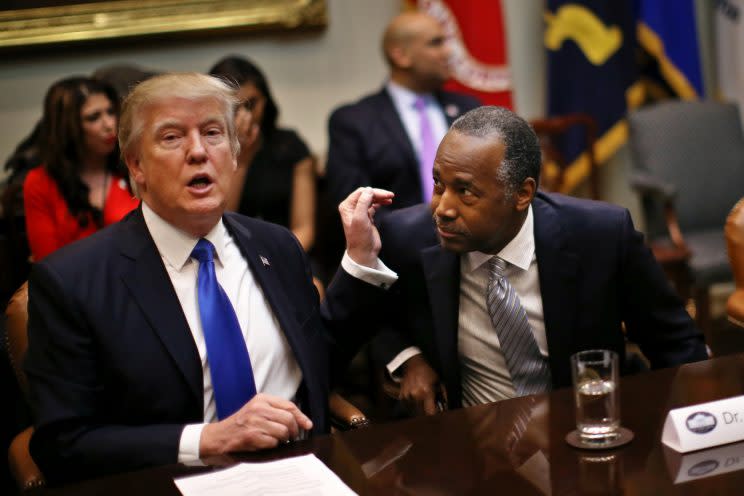 President Trump attends an African-American History Month listening session with Housing and Urban Development Secretary Ben Carson