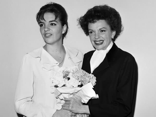 <p>CBS/Getty </p> Judy Garland and Liza Minnelli in 1963