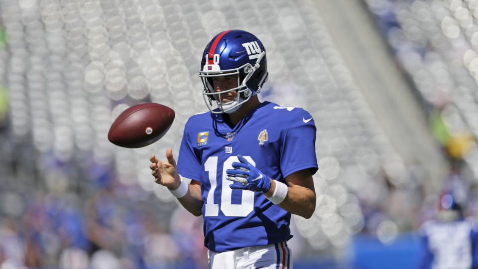 New York Giants quarterback Eli Manning will be the team's backup on Sunday. (AP)