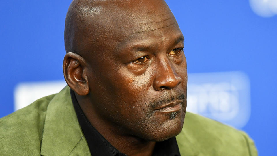 NBA legend and Charlotte Hornets owner Michael Jordan is pictured during a press conference.