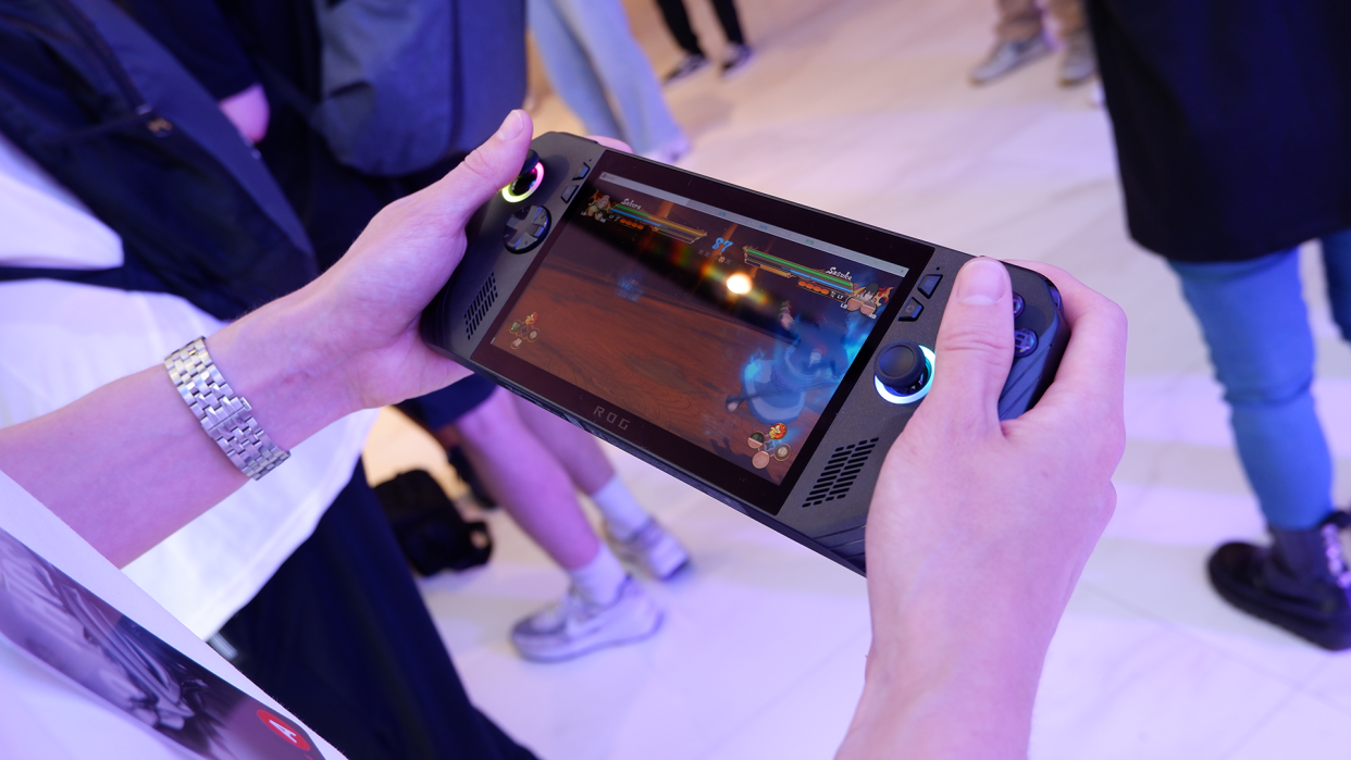  Asus ROG Ally X gaming handheld at an event in Taipei, Taiwan. 