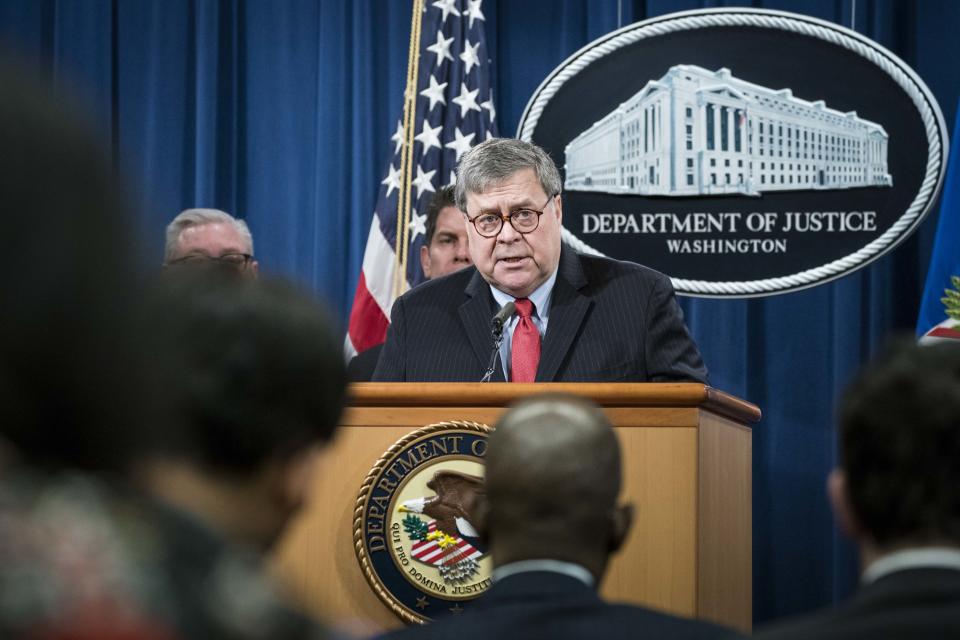 Attorney General William Barr said in a memo to federal prosecutors across the country last month that "wrongdoers seeking to profit from public panic ... cannot be tolerated."