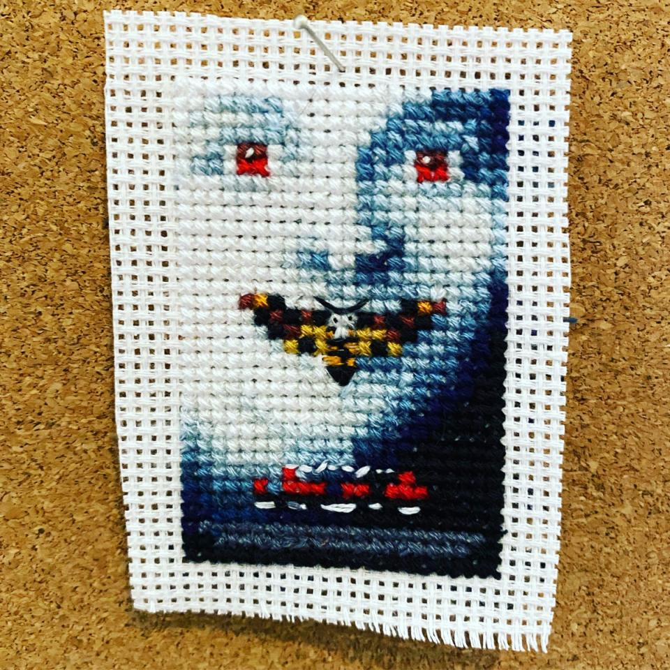 Silence of the Lambs cross-stitch poster (Victoria McNally/PA)