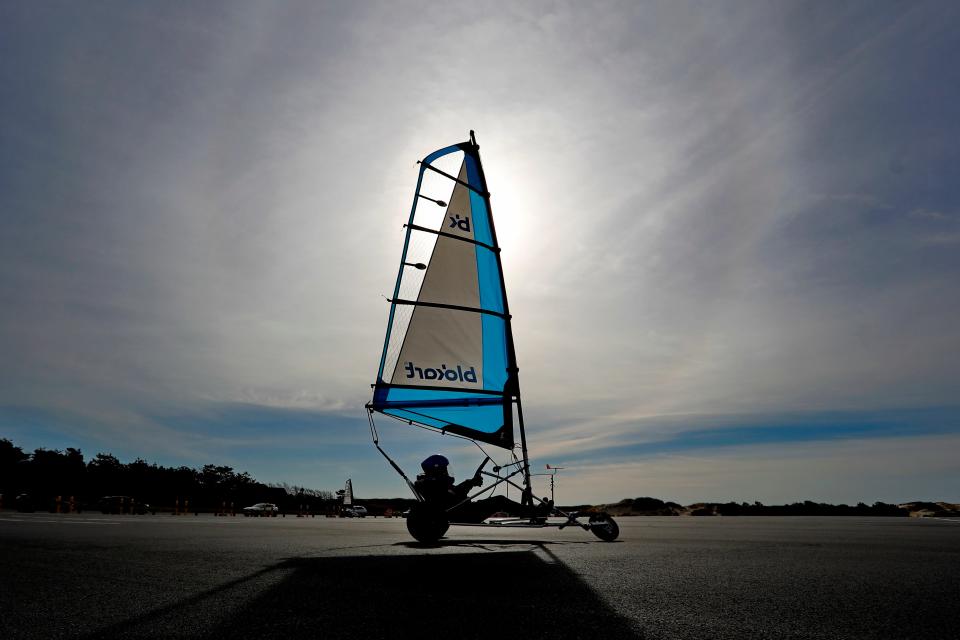 New England Land Sailors bring blokart land sailing to Horseneck Beach parking lot in Westport on Friday The fun continues there all weekend.