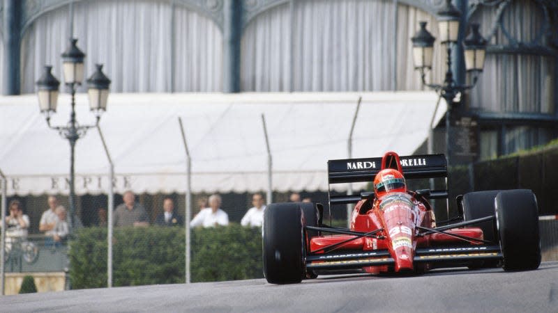 Bruno Giacomelli drives the Life L190 at the Grand Prix of Monaco in May 1990. 