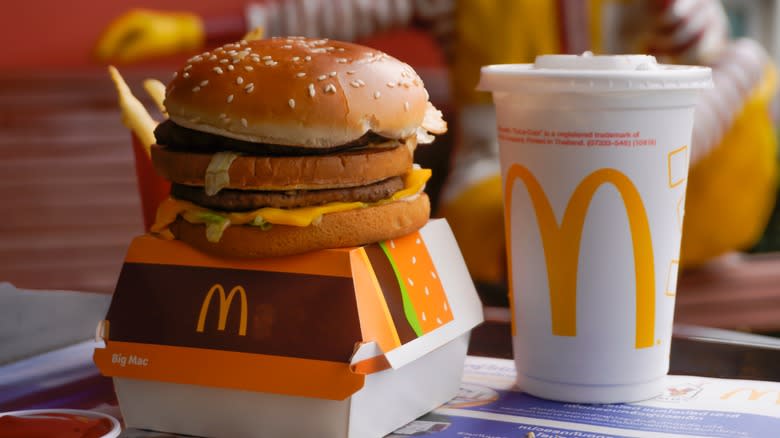 A McDonald's burger and drink