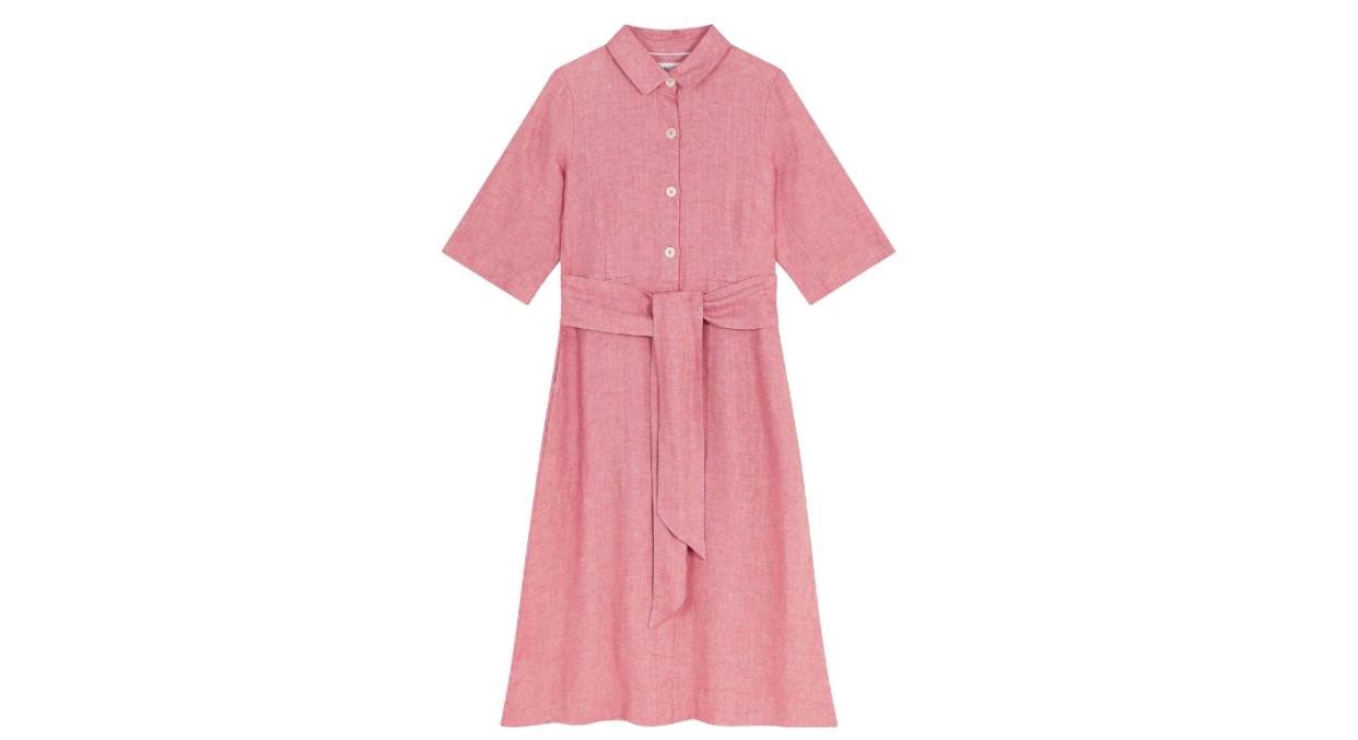 Brora Herringbone Weave Linen Shirt Dress