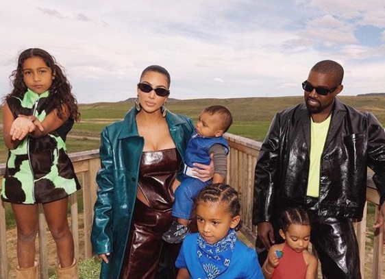 kim kardashian and kanye west with children