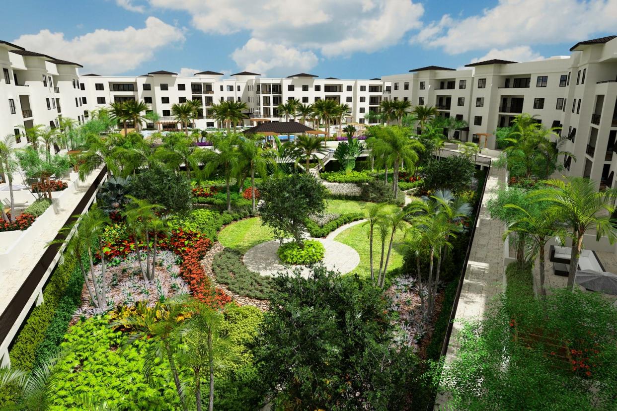 The Ronto Group’s amenity rich resort lifestyle at its Eleven Eleven Central community will showcase a 20,400-square foot lushly landscaped Courtyard Park set ten-feet below the amenity pool deck at actual ground level.