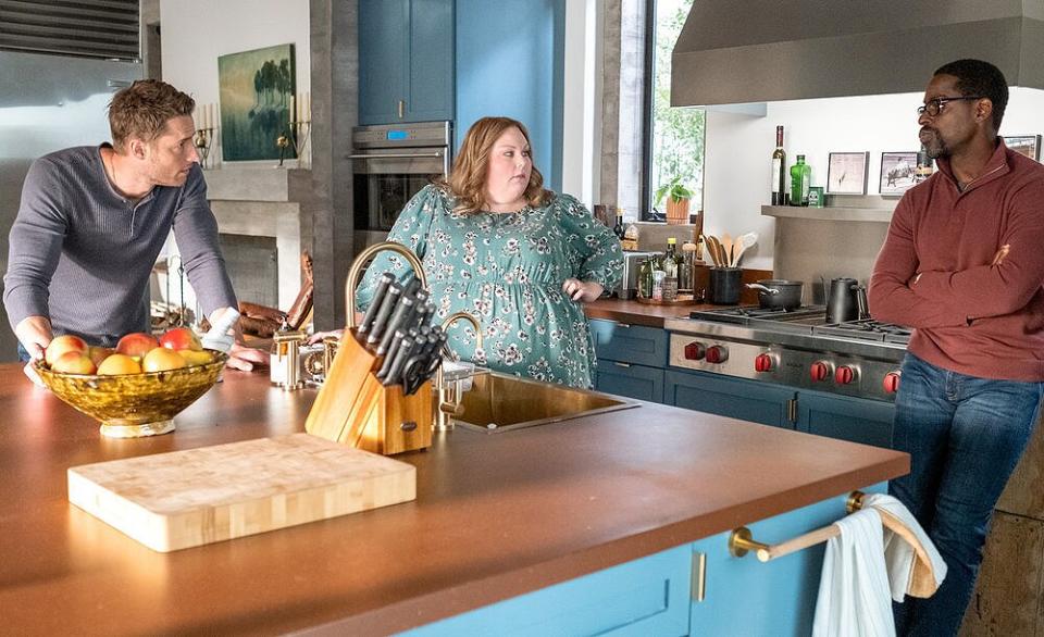 Justin Hartley as Kevin, Chrissy Metz as Kate, Sterling K. Brown as Randall in This Is Us