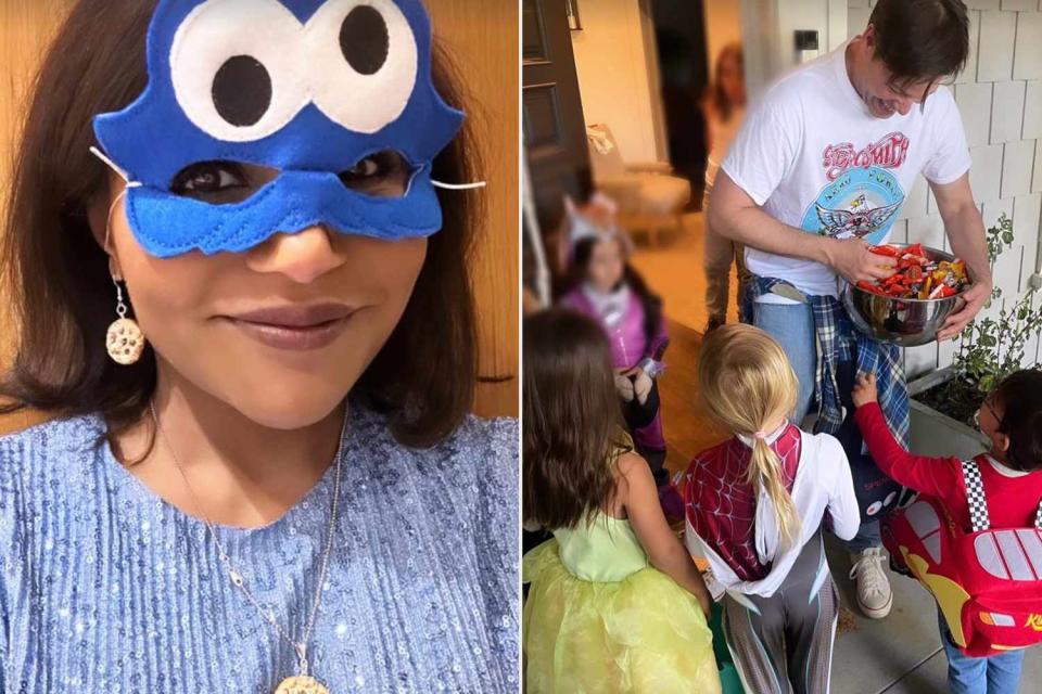 <p>Mindy Kaling/ Instagram</p> Mindy Kaling trick or treating with her kids.