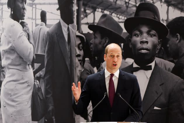 The Duke of Cambridge speaks during the unveiling of the National Windrush Monument at London's Waterloo Station on June 22. (Photo: WPA Pool via Getty Images)