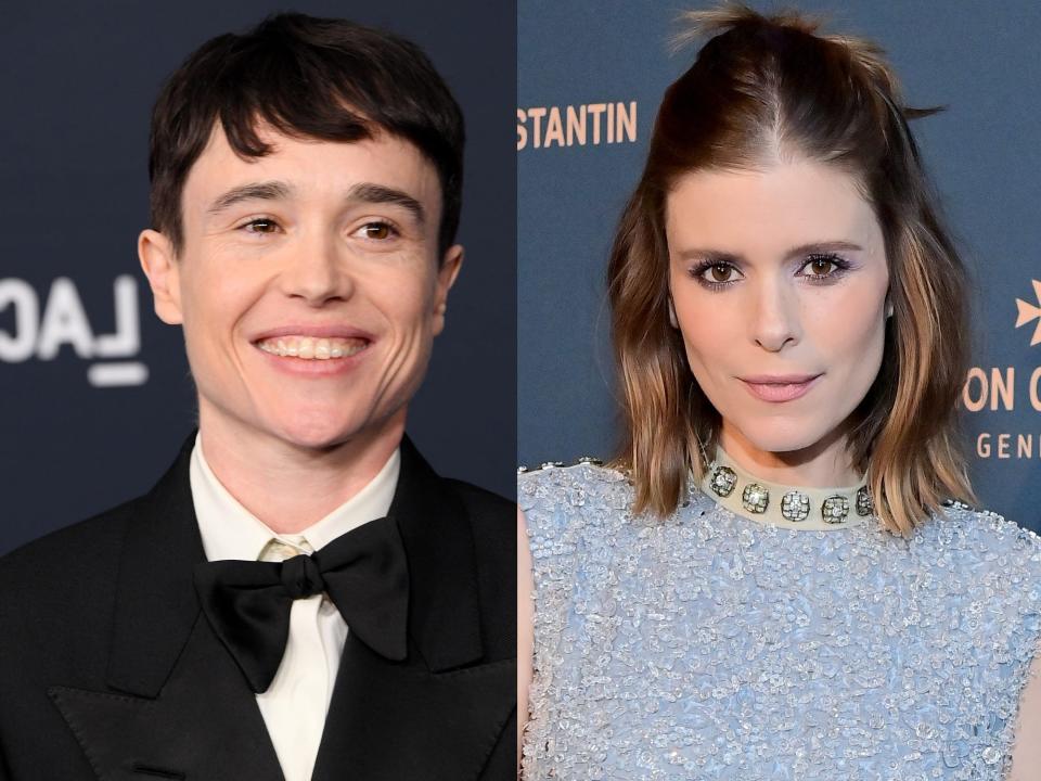 Elliot Page in 2022 and Kate Mara in 2023.
