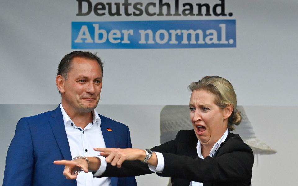 Co-leaders of the AfD Tino Chrupalla and Alice Weidel