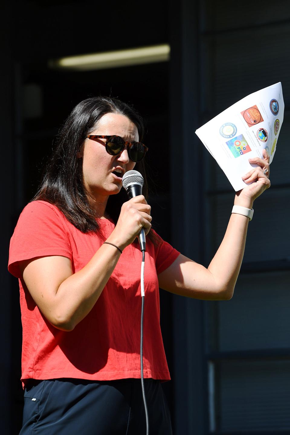 Asheville City Schools teachers held a rally before the school board meeting in Asheville, June 10, 2024, outside the central district office. They are calling for a new policy that would give teachers more power in decisions over salaries, staffing levels and the budget.