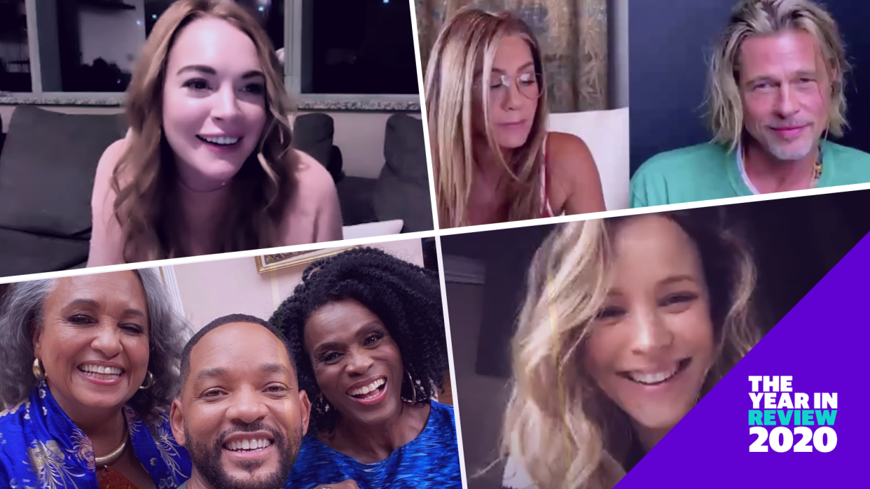 The casts of "The Fresh Prince of Bel-Air" and "Mean Girls," plus Jennifer Aniston and Brad Pitt gave us a few of the best reunions of 2020. (Photos: YouTube/Instagram) 