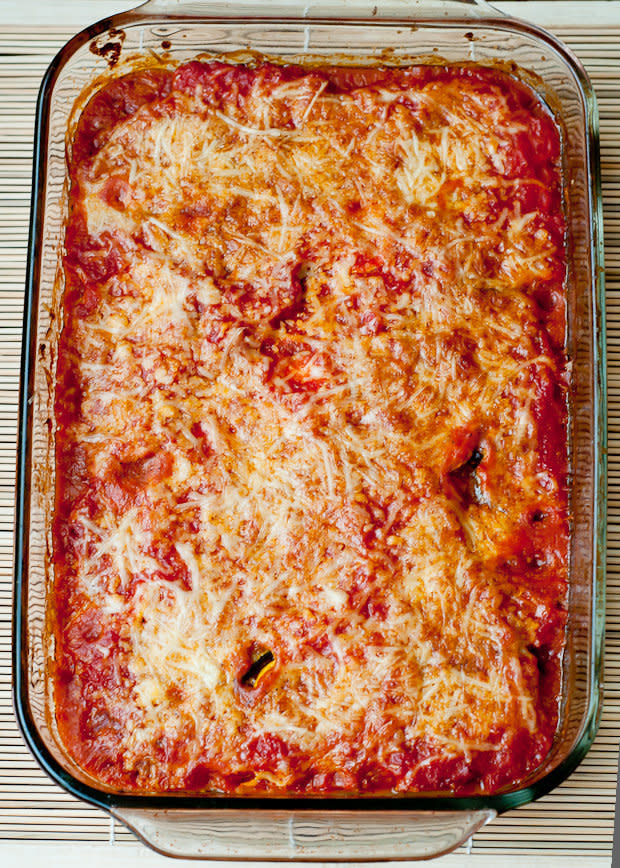 <strong>Get the <a href="http://cafejohnsonia.com/2012/08/zucchini-parmesan-casserole-for-national-zucchini-day.html" target="_blank">Zucchini Parmesan Casserole recipe</a> from Cafe Johnsonia</strong>