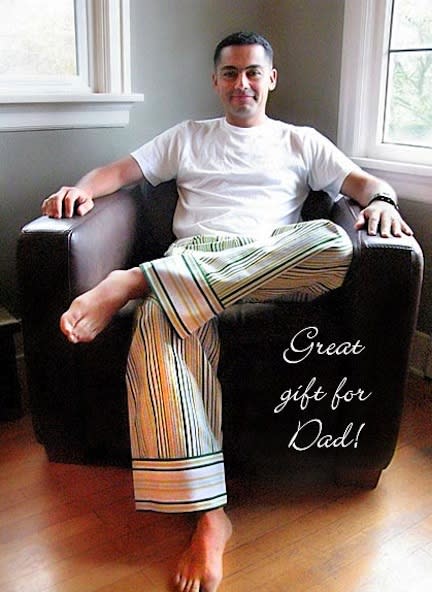 <div class="caption-credit"> Photo by: Sew 4 Home</div><div class="caption-title">PJ Pants</div>What dad doesn't love to lounge? Sew him some pants so he can relax. Younger children can help choose the fabric and older children can even do some of the cutting and sewing. <br> <i><a rel="nofollow noopener" href="http://blogs.babble.com/the-new-home-ec/2012/06/05/gifts-for-dad-10-crafts-for-fathers-day/?pid=14416#slideshow" target="_blank" data-ylk="slk:Get the tutorial;elm:context_link;itc:0;sec:content-canvas" class="link ">Get the tutorial</a></i>