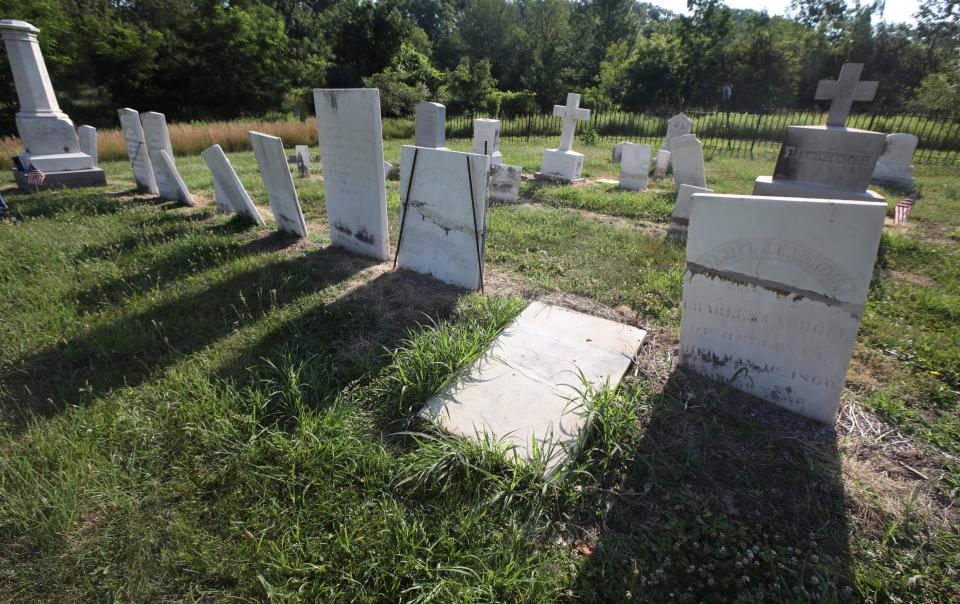 The grave of Charles Carroll located in the Williamsburg Cemetery in Mount Morris Tuesday, July 7, 2020. 