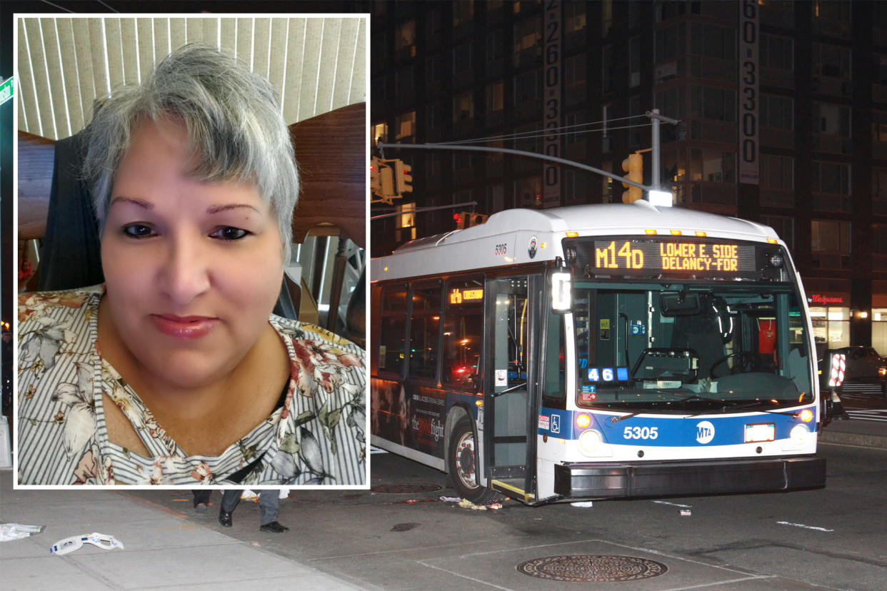 Police investigate the scene of a serious accident involving a city bus at East Houston St and Columbia, New York City