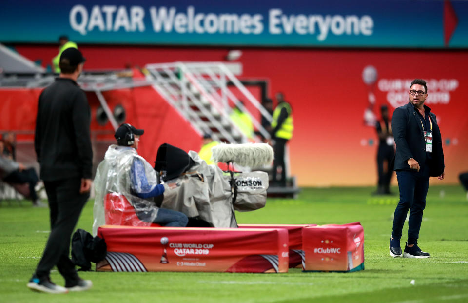 Liverpool's manager Jurgen Klopp (left) and Monterrey's manager Antonio Mohamed (right) during the FIFA Club World Cup semi final match at the Khalifa International Stadium, Doha. (Photo by Adam Davy/PA Images via Getty Images)